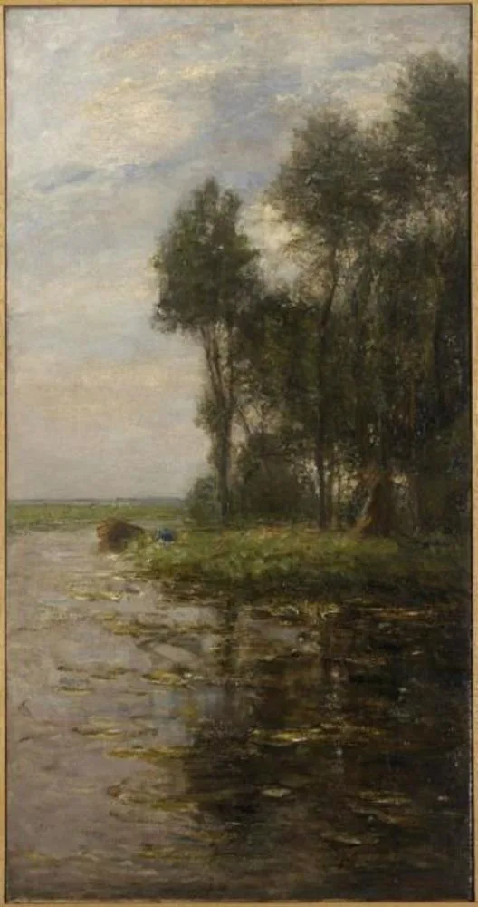 Windmill near tall trees