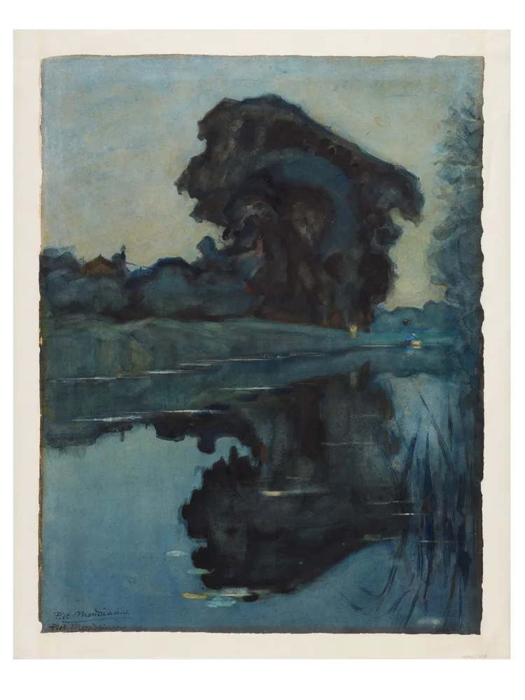 Landzicht farm with mirror reflection in the water