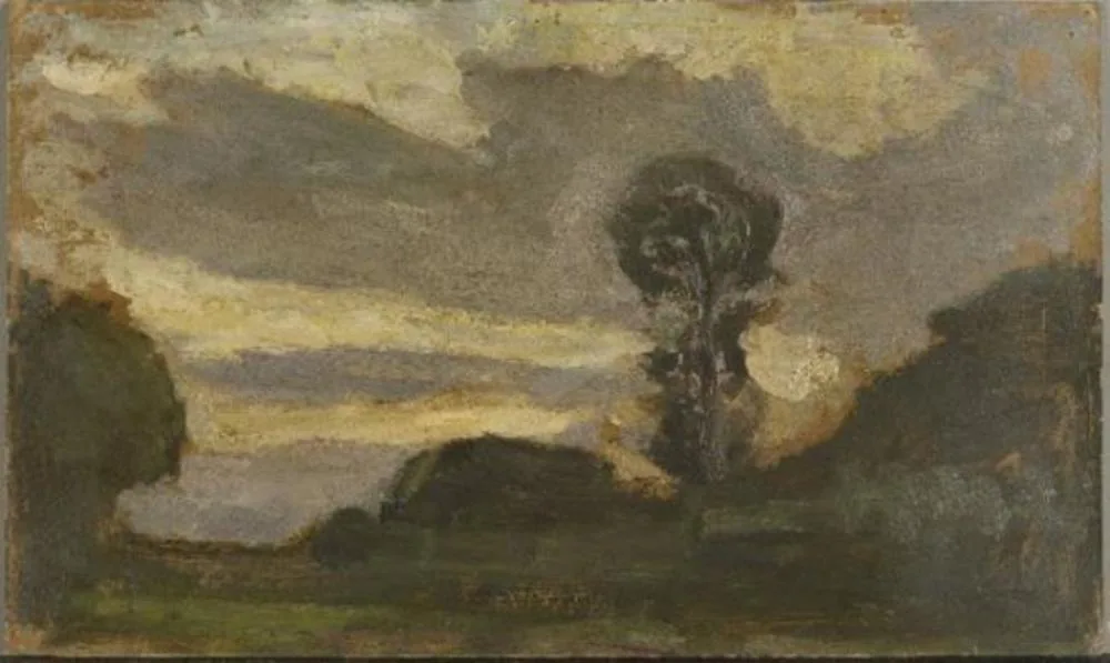 Isolated tree on the Gein with streaked sky