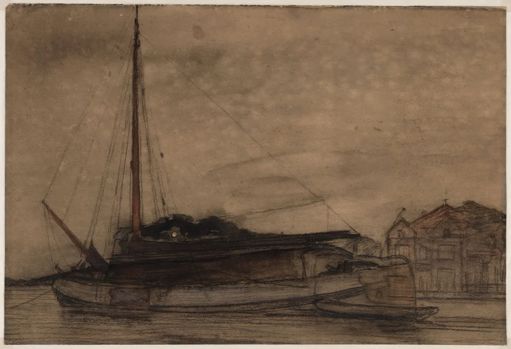 Tjalk moored near the Omval