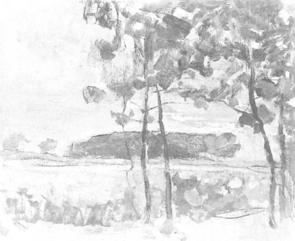 Field with young trees in the foreground (No. 2)