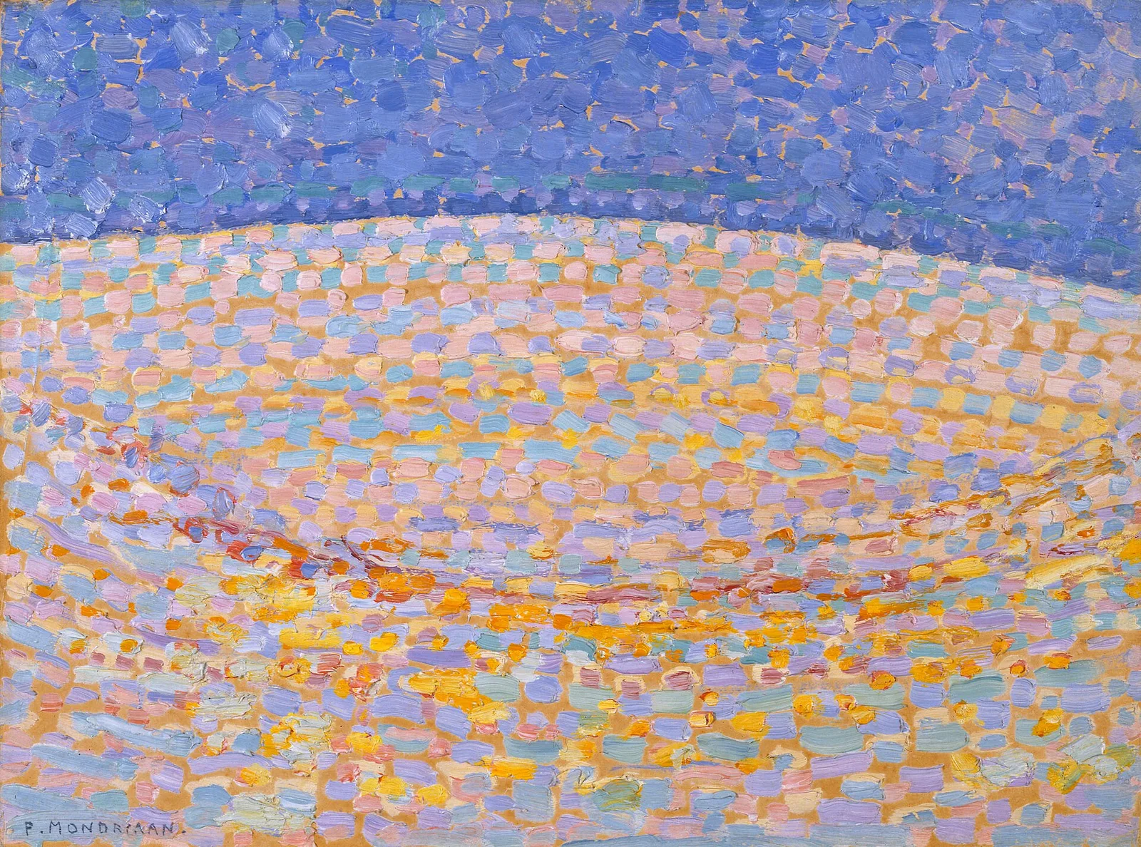 Pointillist dune study, crest at center