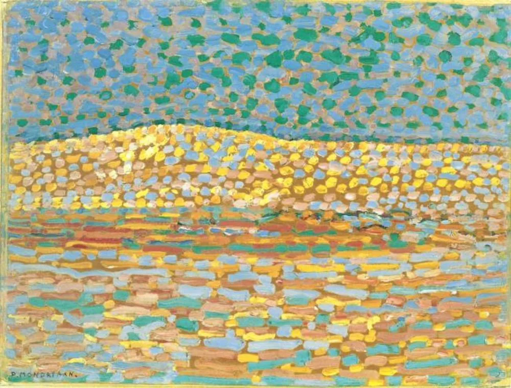 Pointillist dune study, crest at left
