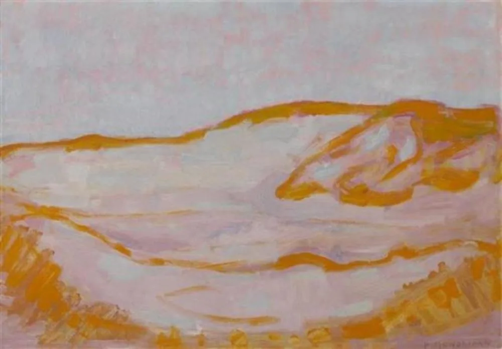 Dune sketch in orange, pink and blue