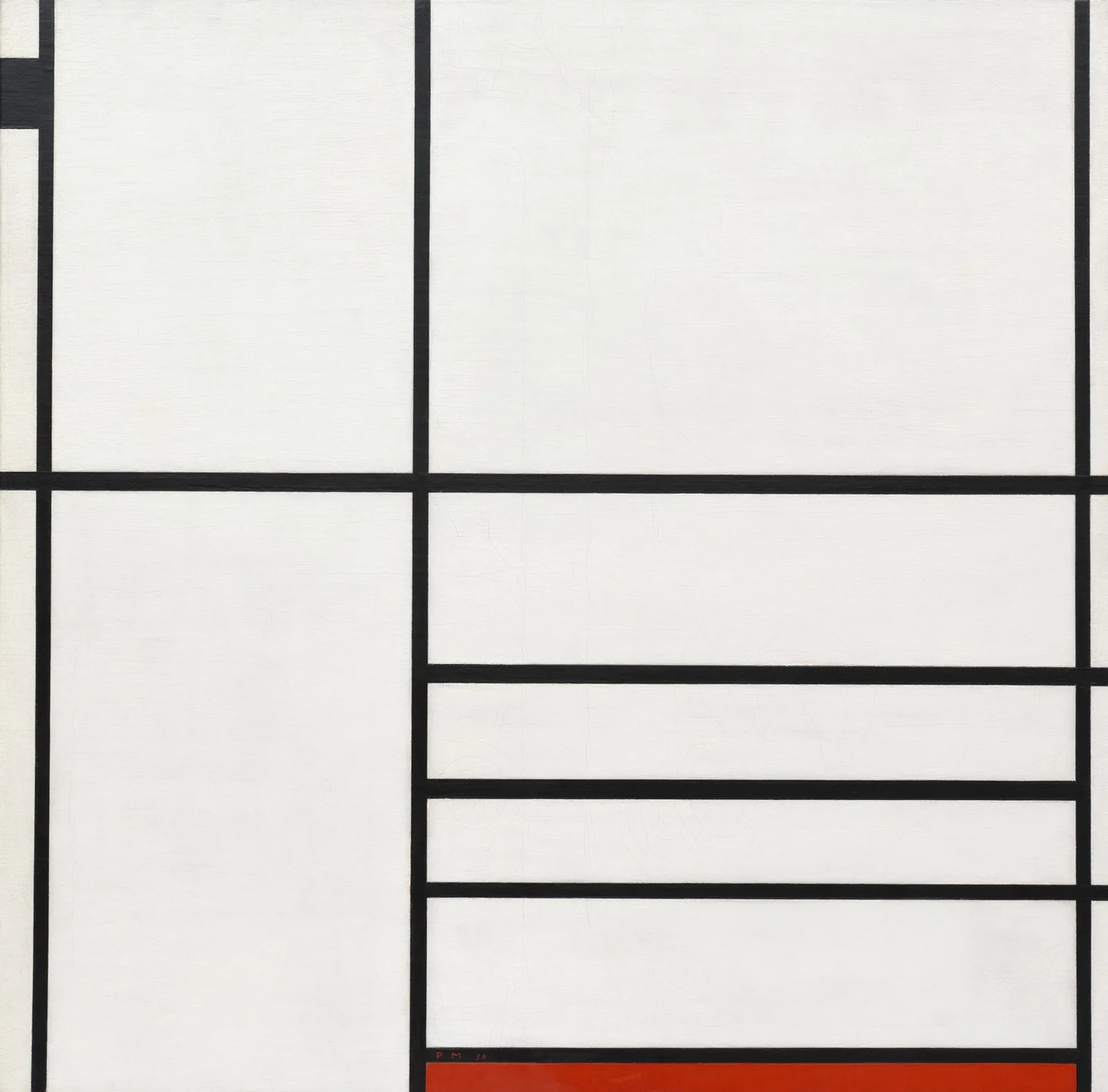 Composition en blanc, noir et rouge