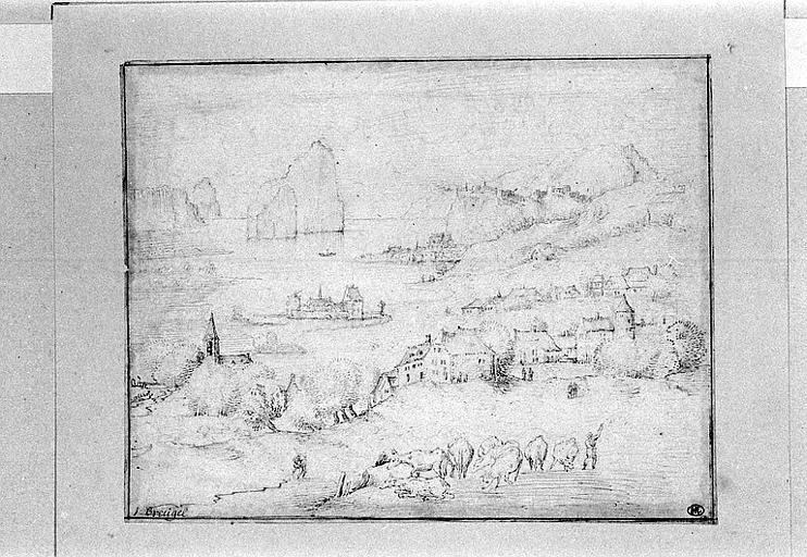 Plusieurs villages dans un paysage rocheux, en bord d'estuaire