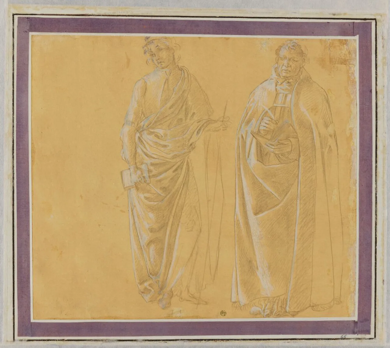 Two draped men standing