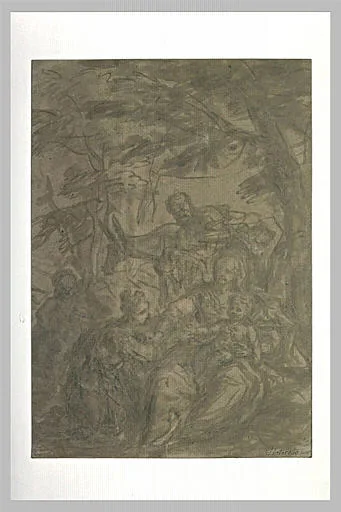 Repos de la Sainte Famille et de deux figures pendant la fuite en Egypte