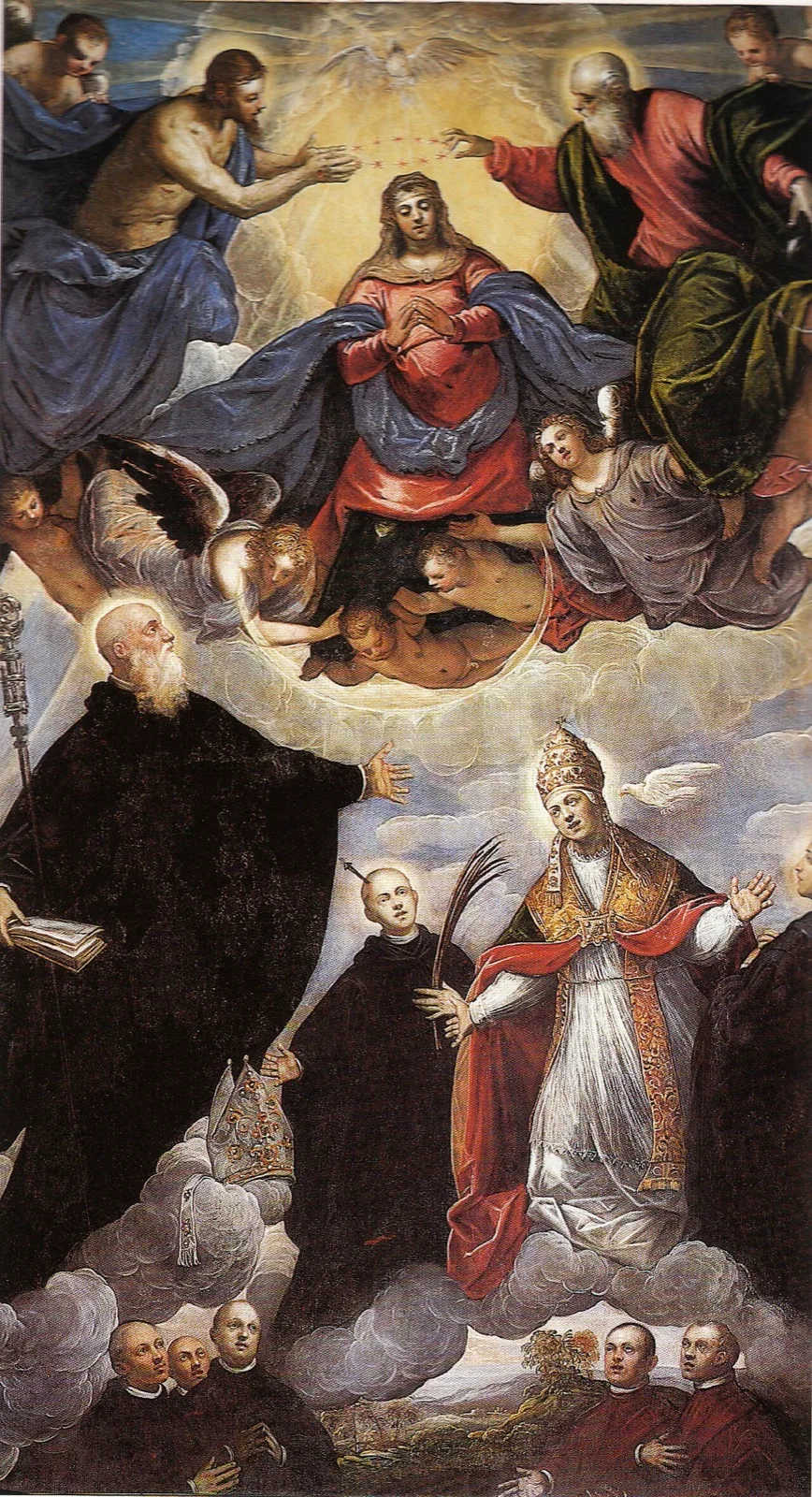 Crowned Madonna between Benedictine Saints