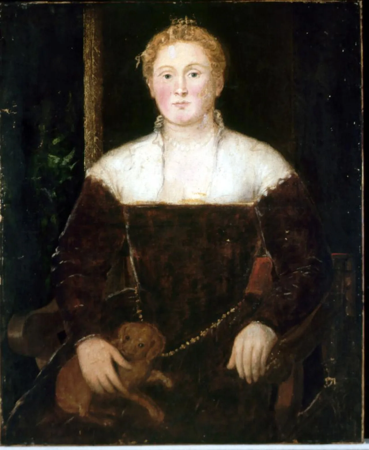 Young Woman with a Small Dog, possibly a Member of the Soranzo Family
