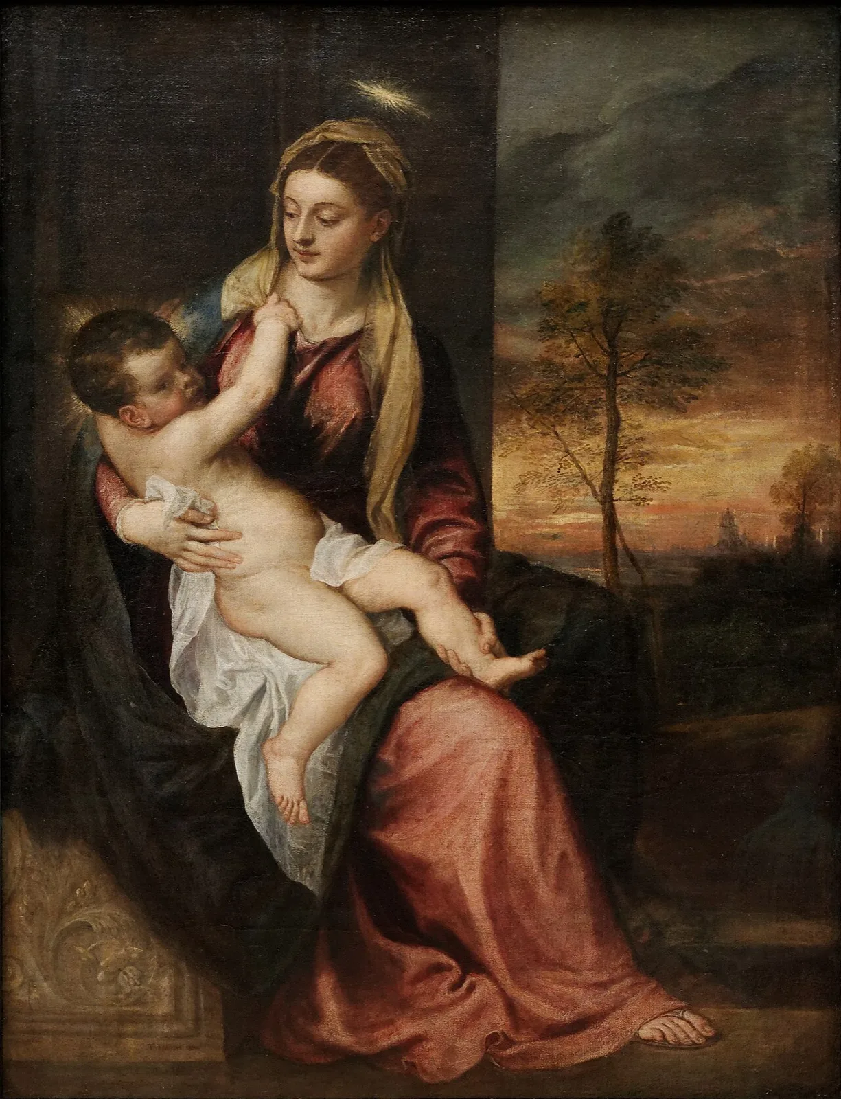 Madonna and Child in an Evening Landscape