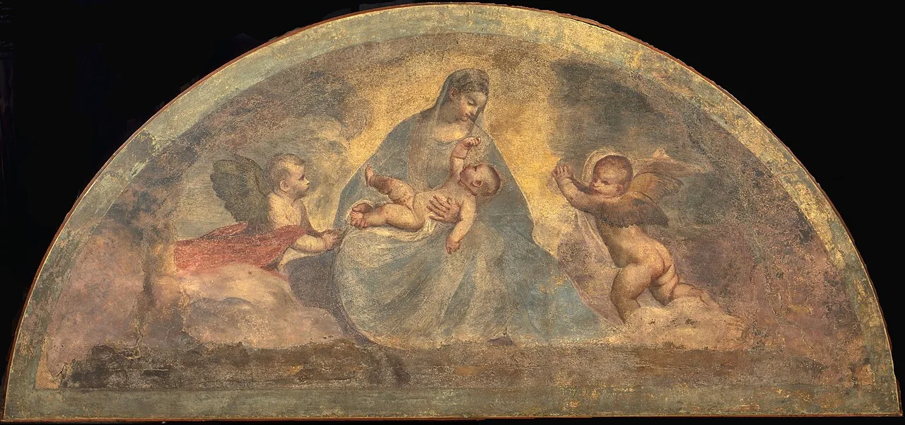 Madonna and Child with two angels