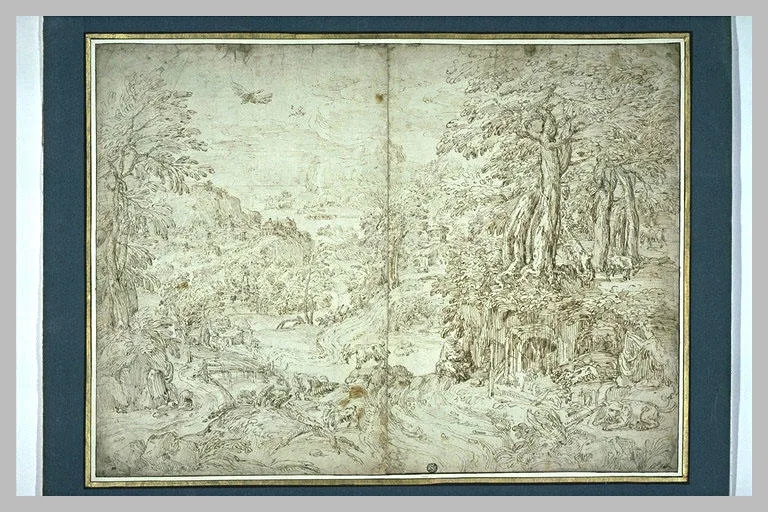 Paysage avec des chèvres