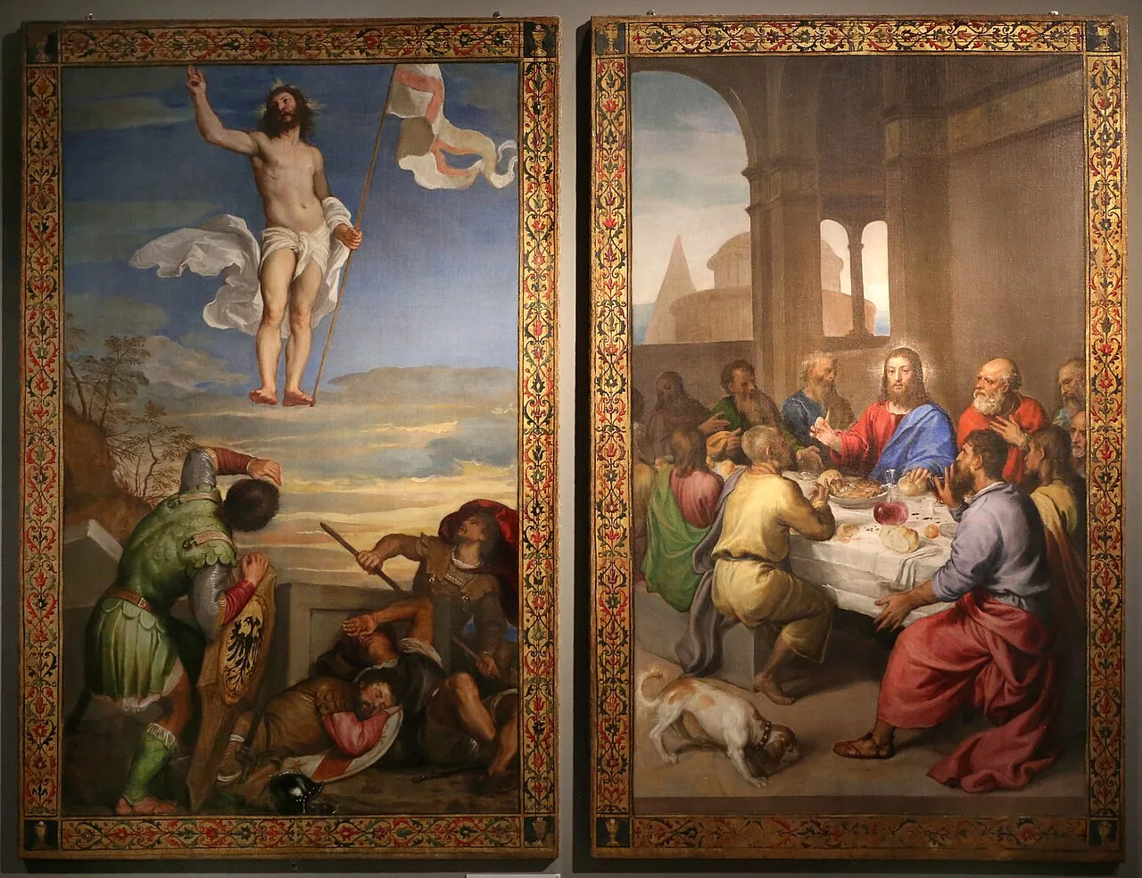 Banner with the Last Supper and the Resurrection of Christ