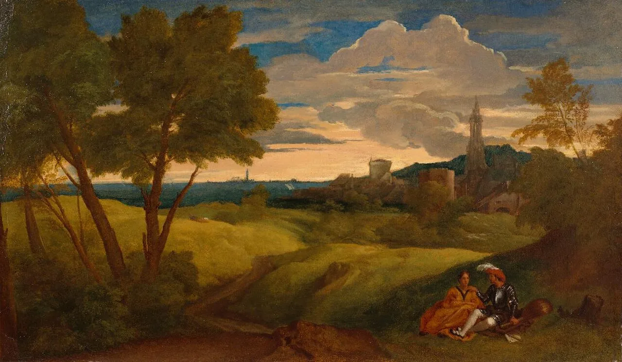 Evening Landscape with Couple