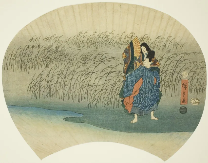 Couple eloping, from the Akutagawa episode in the Tales of Ise