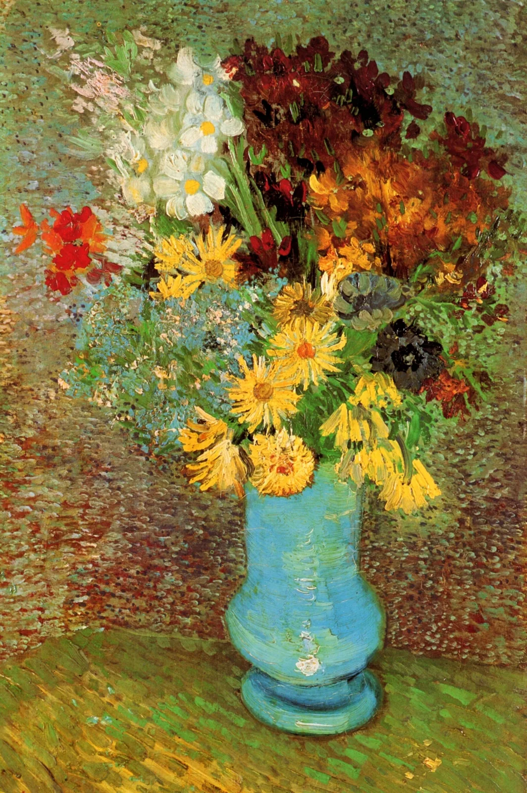 Still life: vase with daisies and anemones