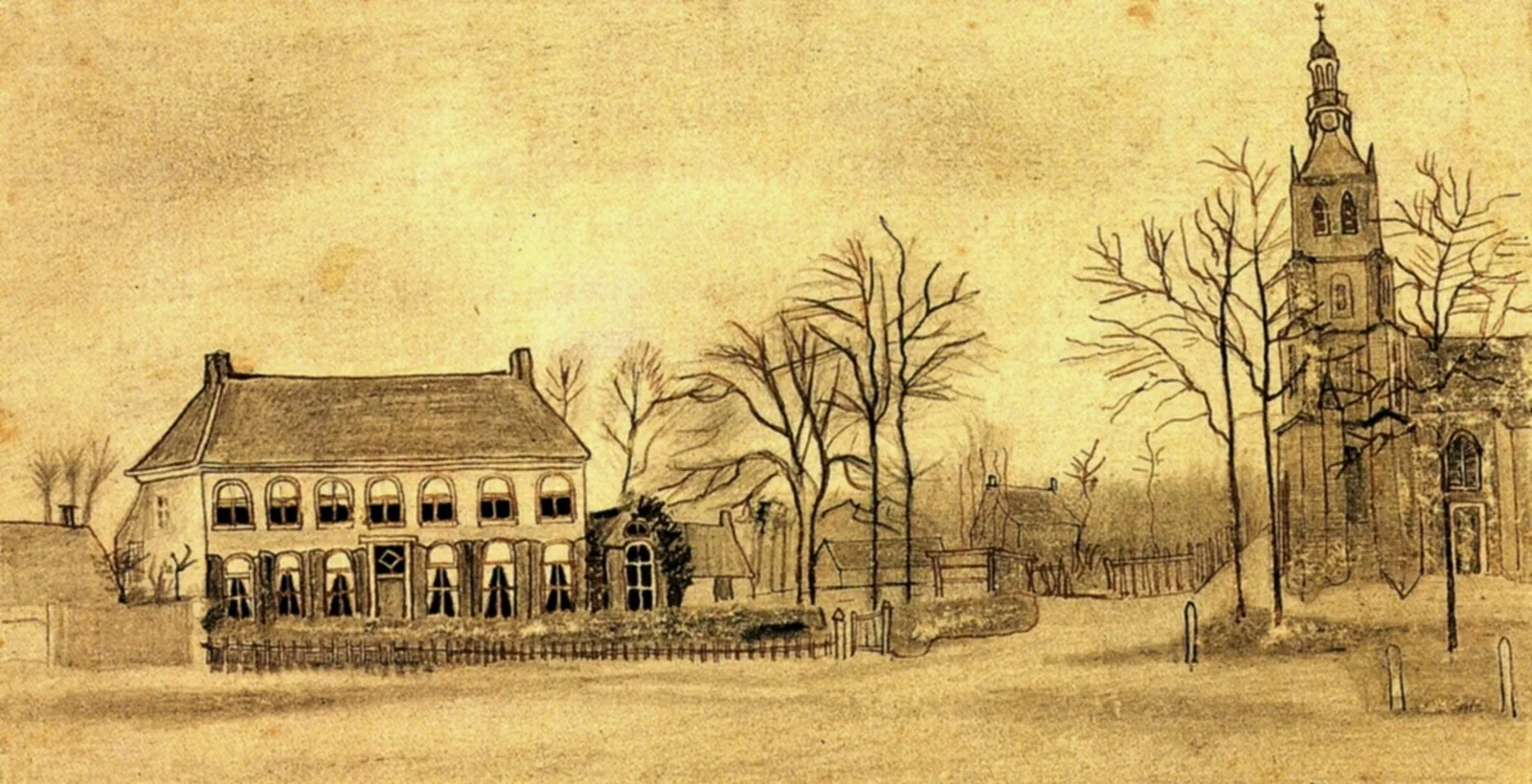 Vicarage and church at Etten