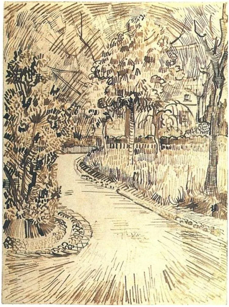 Park in Arles with a corner of the yellow house