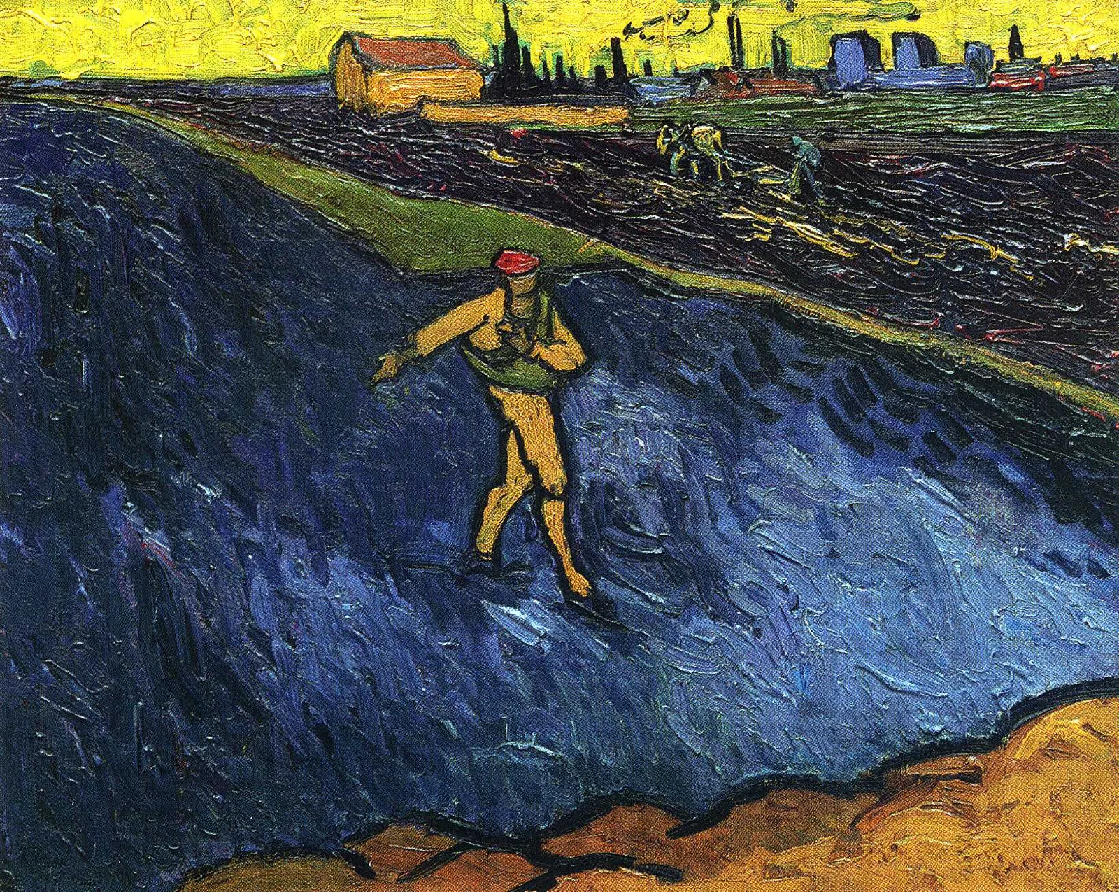 The sower: outskirts of Arles in the background