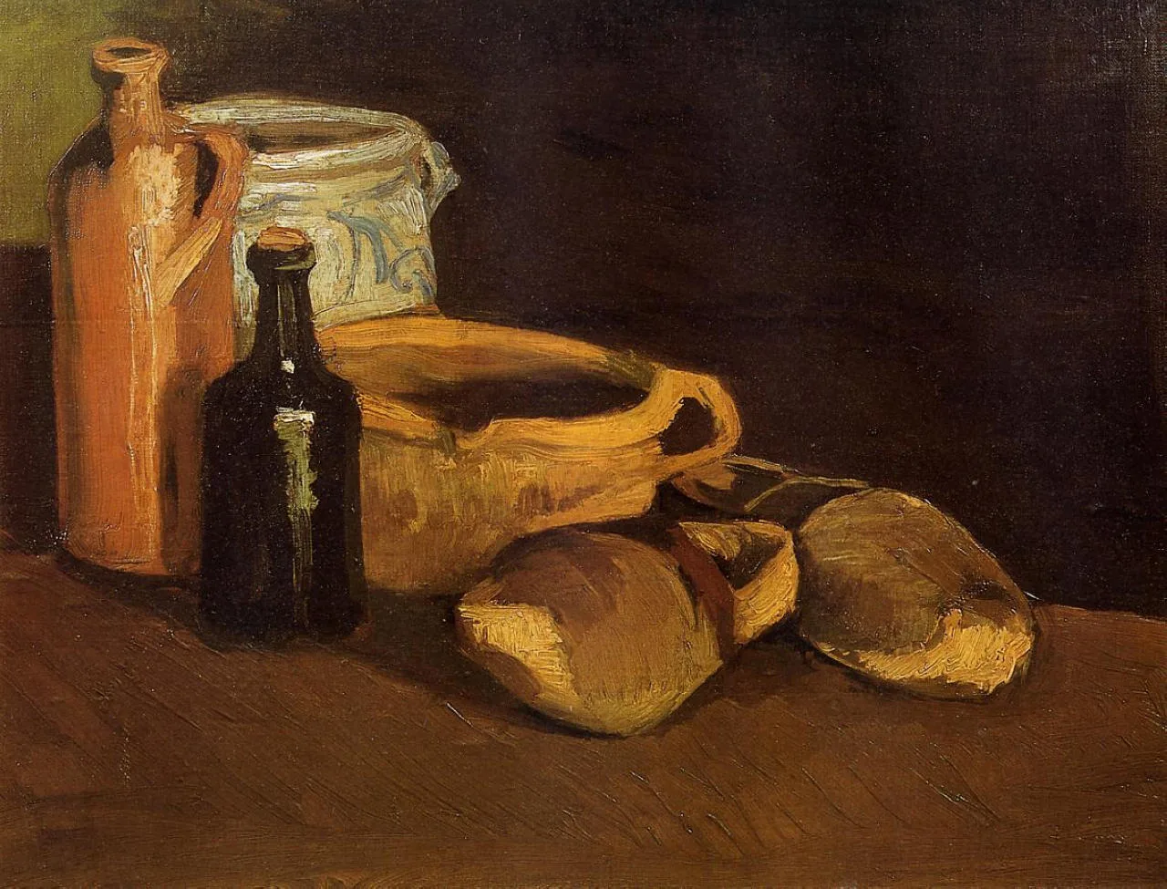 Still life with clogs and pots