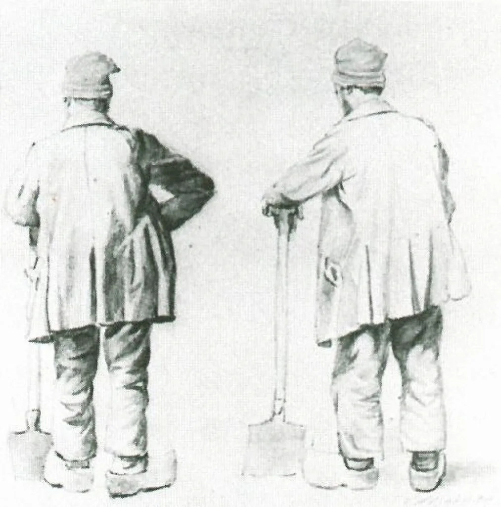 Two sketches of a man leaning on his spade [after an unknown example]