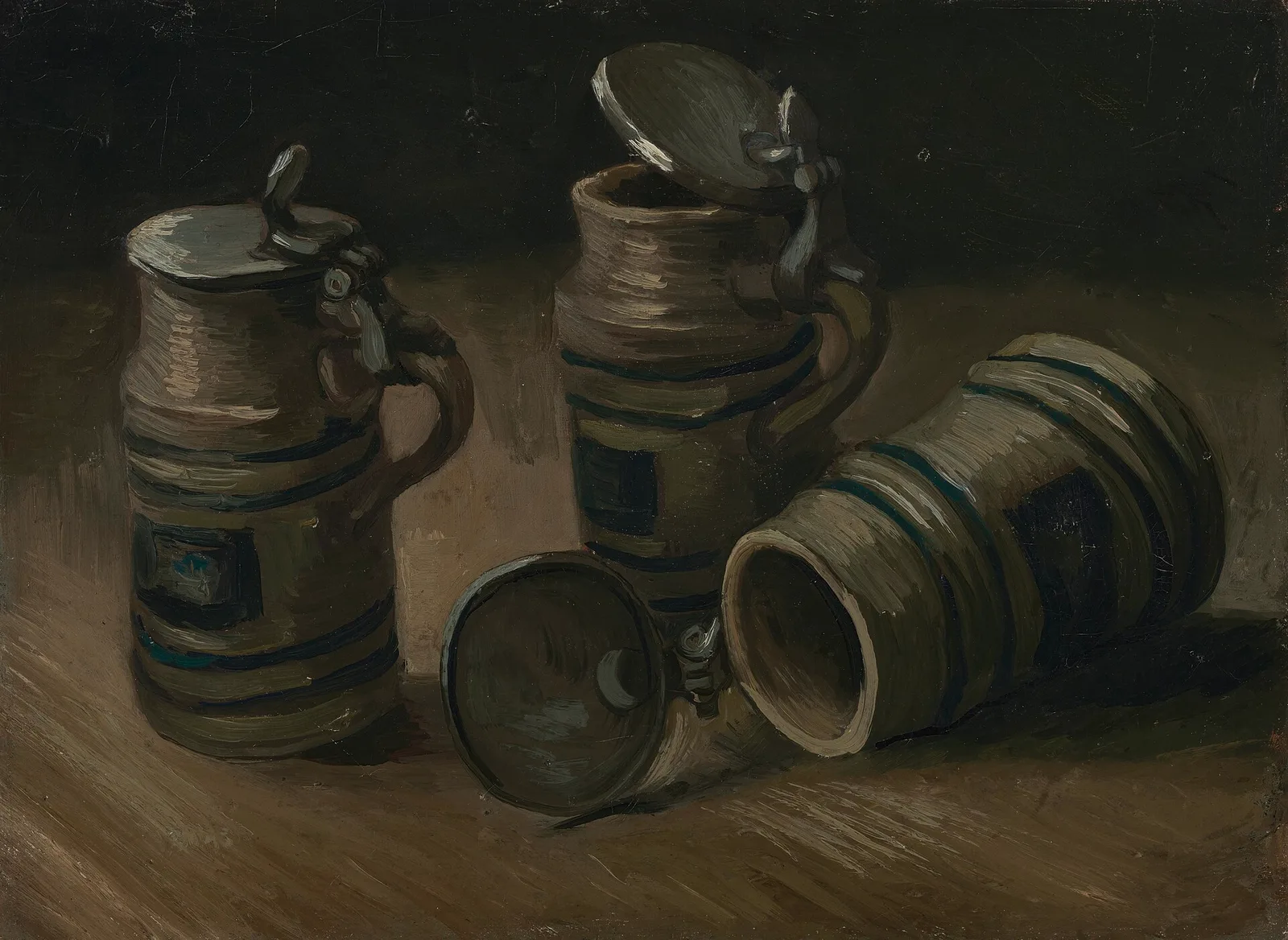 Still life with three beer mugs