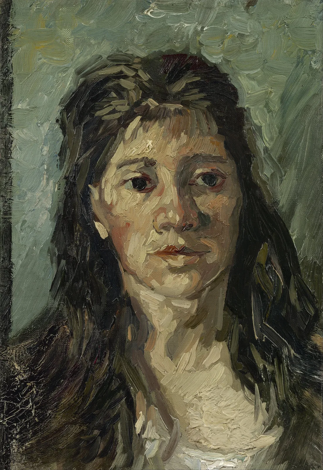 Head of a woman: nearly full face
