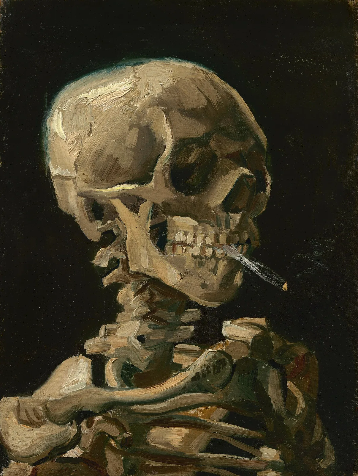 Skull with a burning cigarette