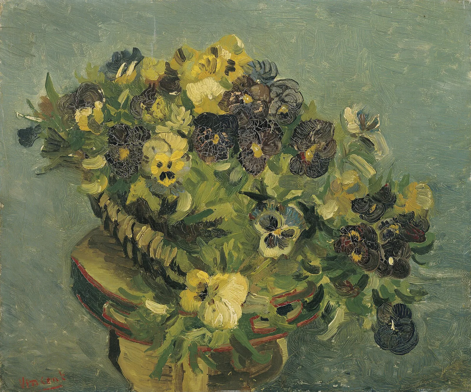 Still life: bowl with pansies