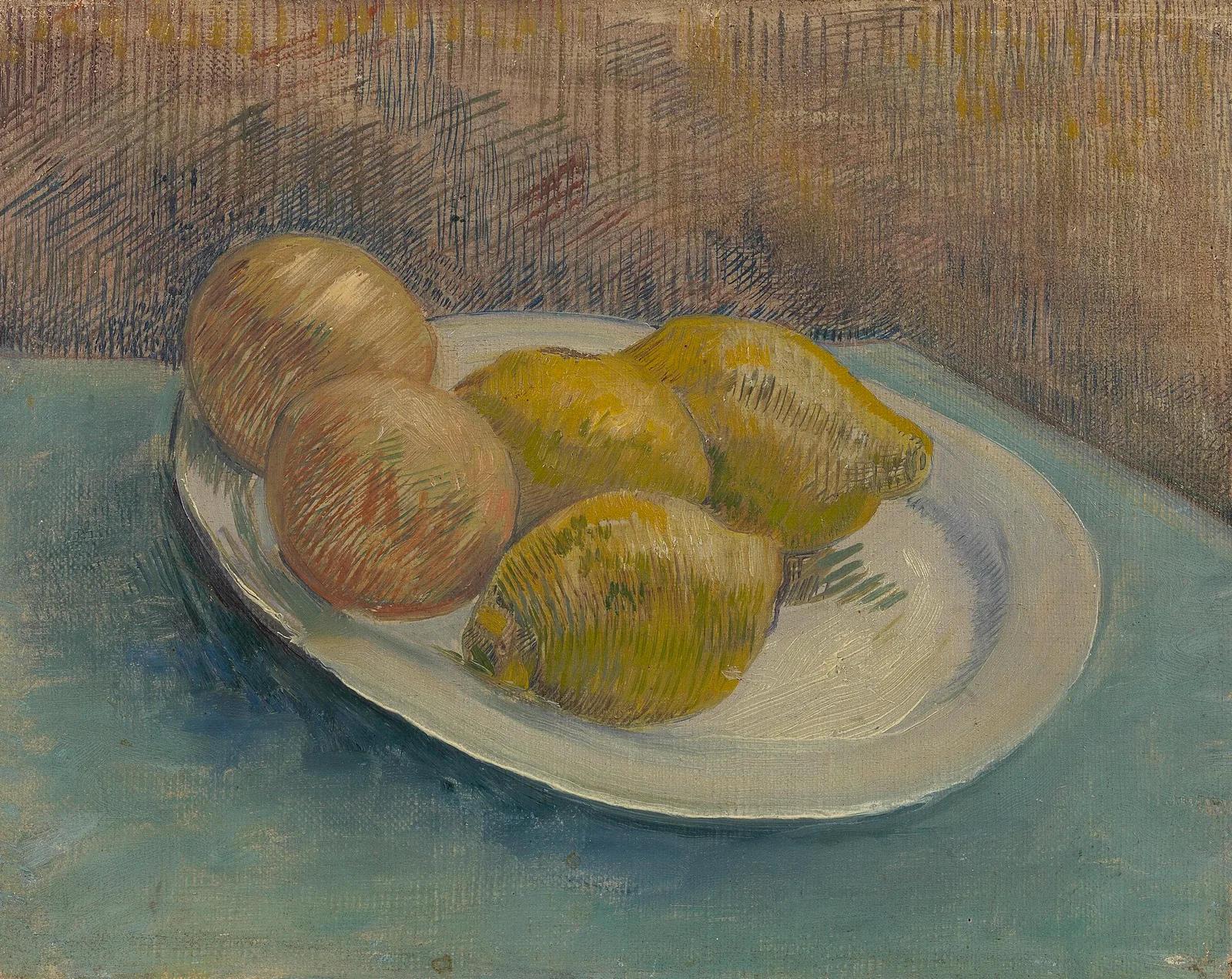 Still life: lemons on a plate
