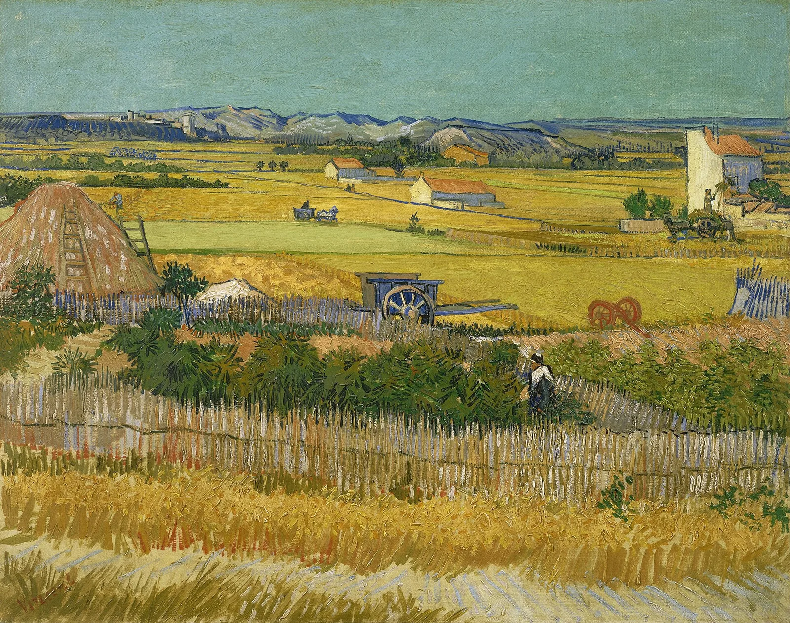 Harvest at La Crau, with Montmajour in the background