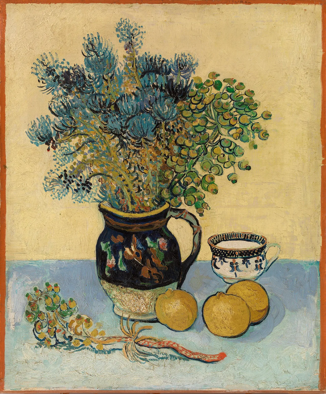 Still life: one-eared vase with wild flowers