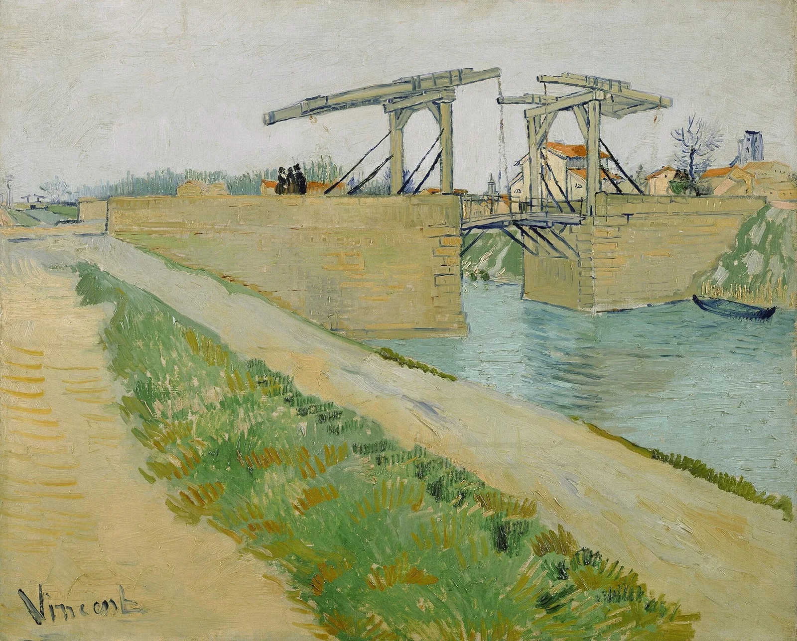 The Langlois bridge with road alongside the canal
