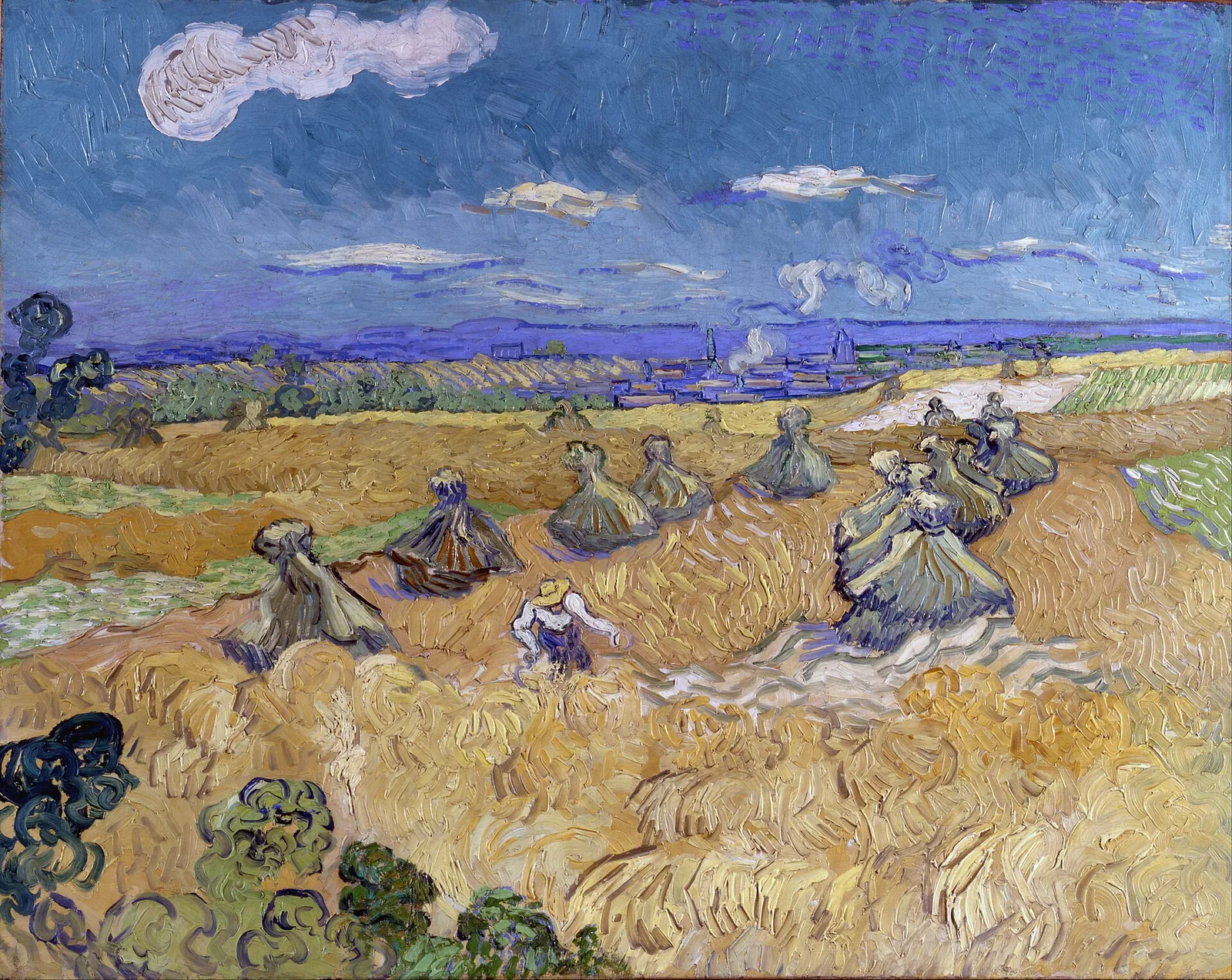 Wheat stacks with reaper