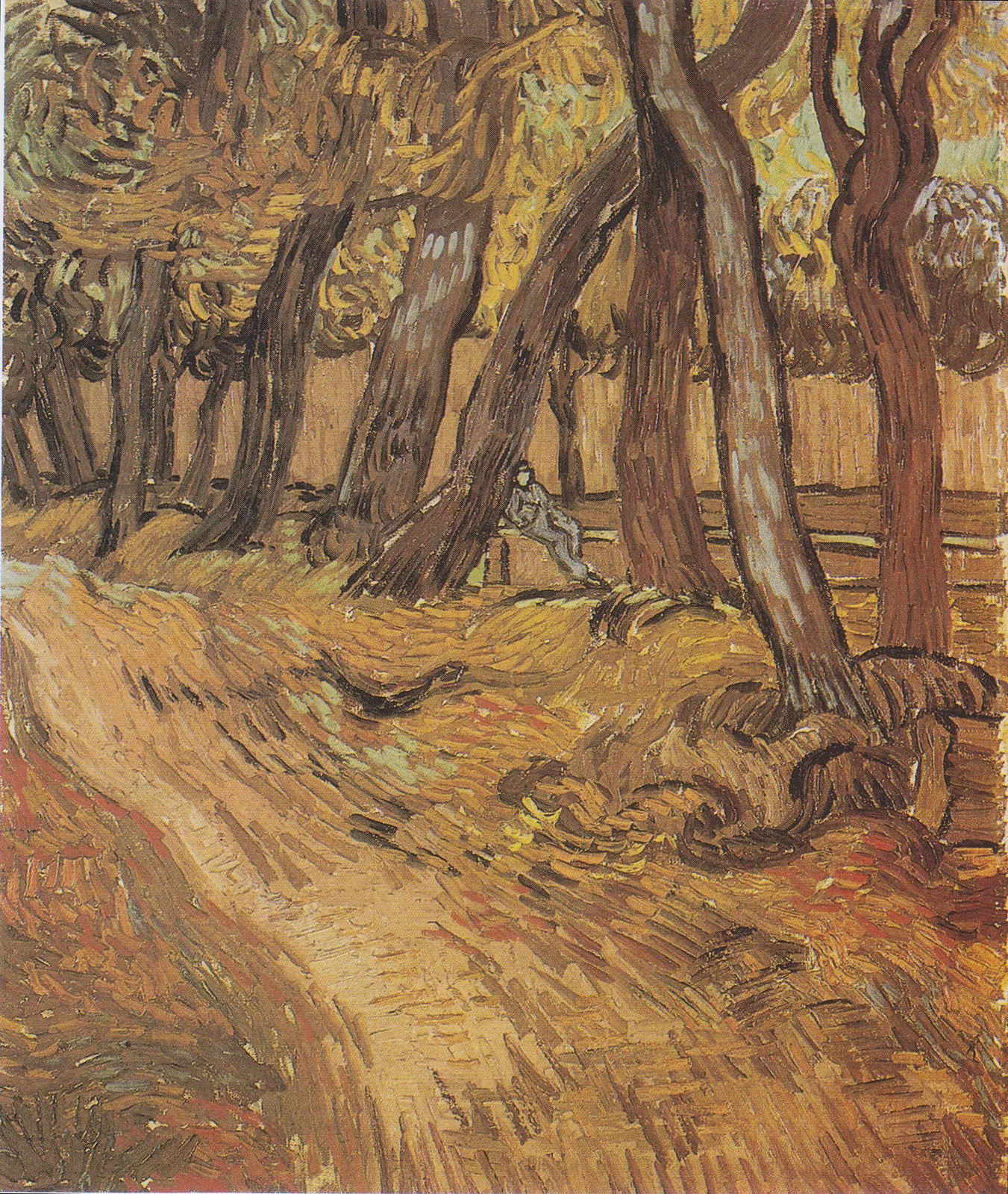 The garden of Saint Paul's hospital with figure