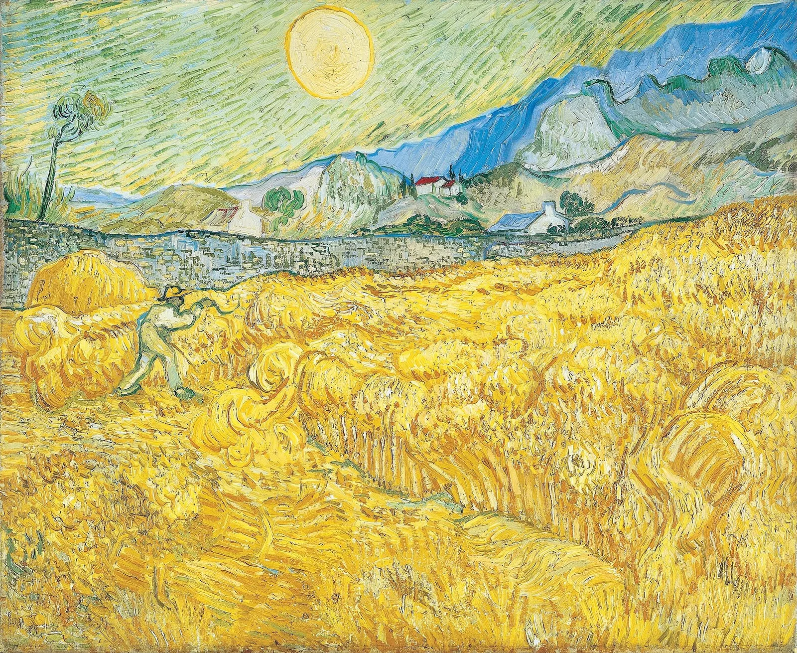 The wheatfield behind Saint Paul's hospital with a reaper