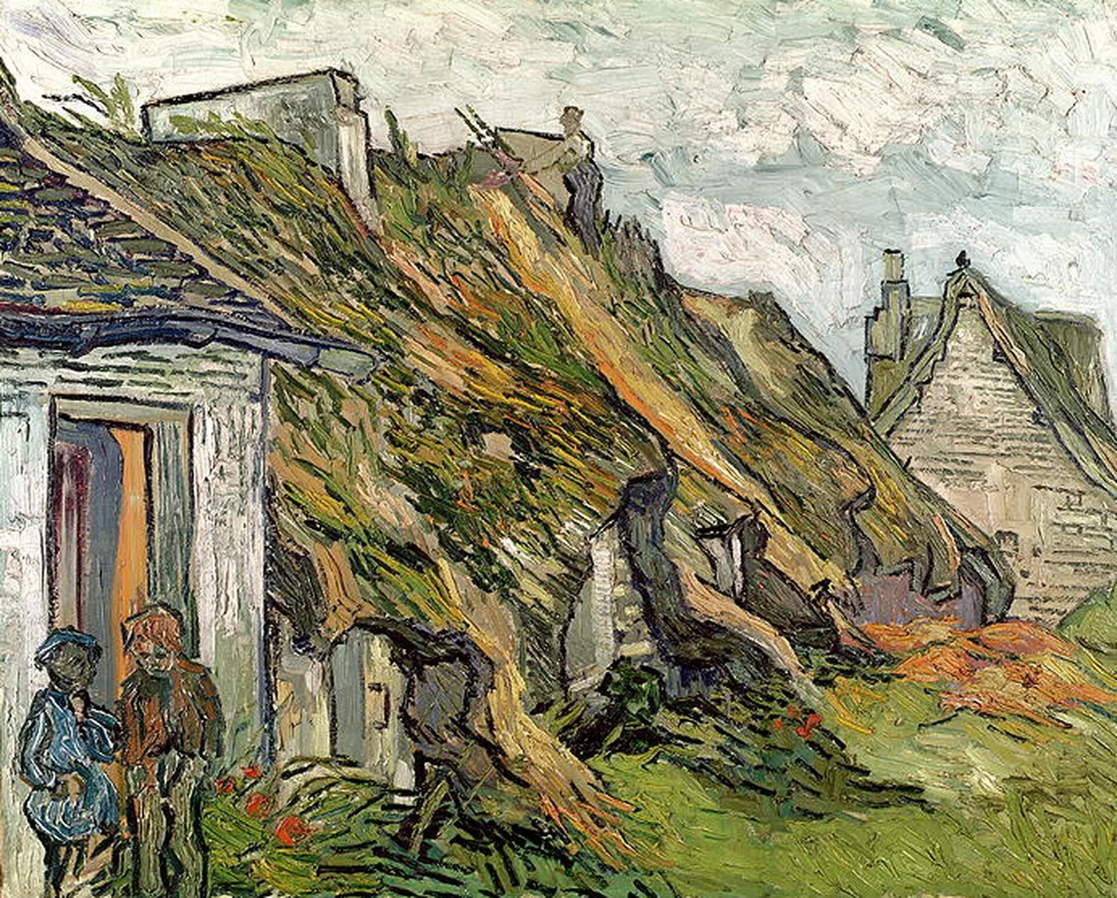 Thatched sandstone cottages at Chaponval