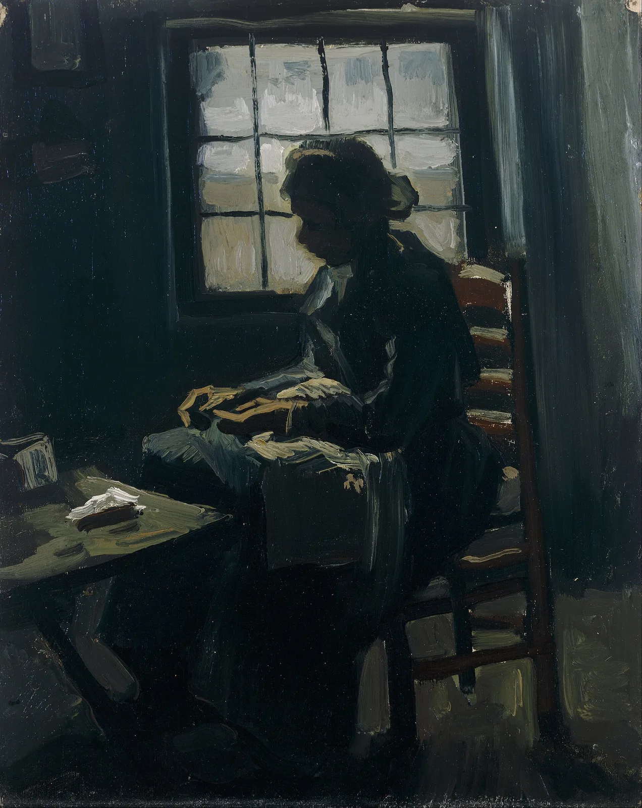 Peasant woman sewing