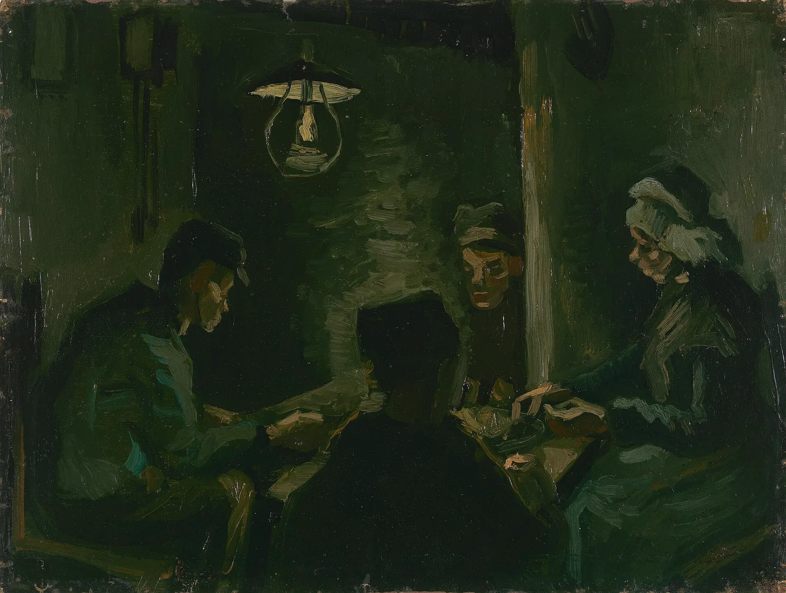 Interior of a peasant's house with four persons [first study for the potato eaters]