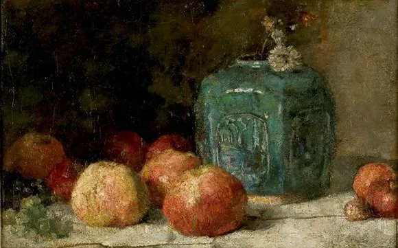 Still life: ginger pot and apples
