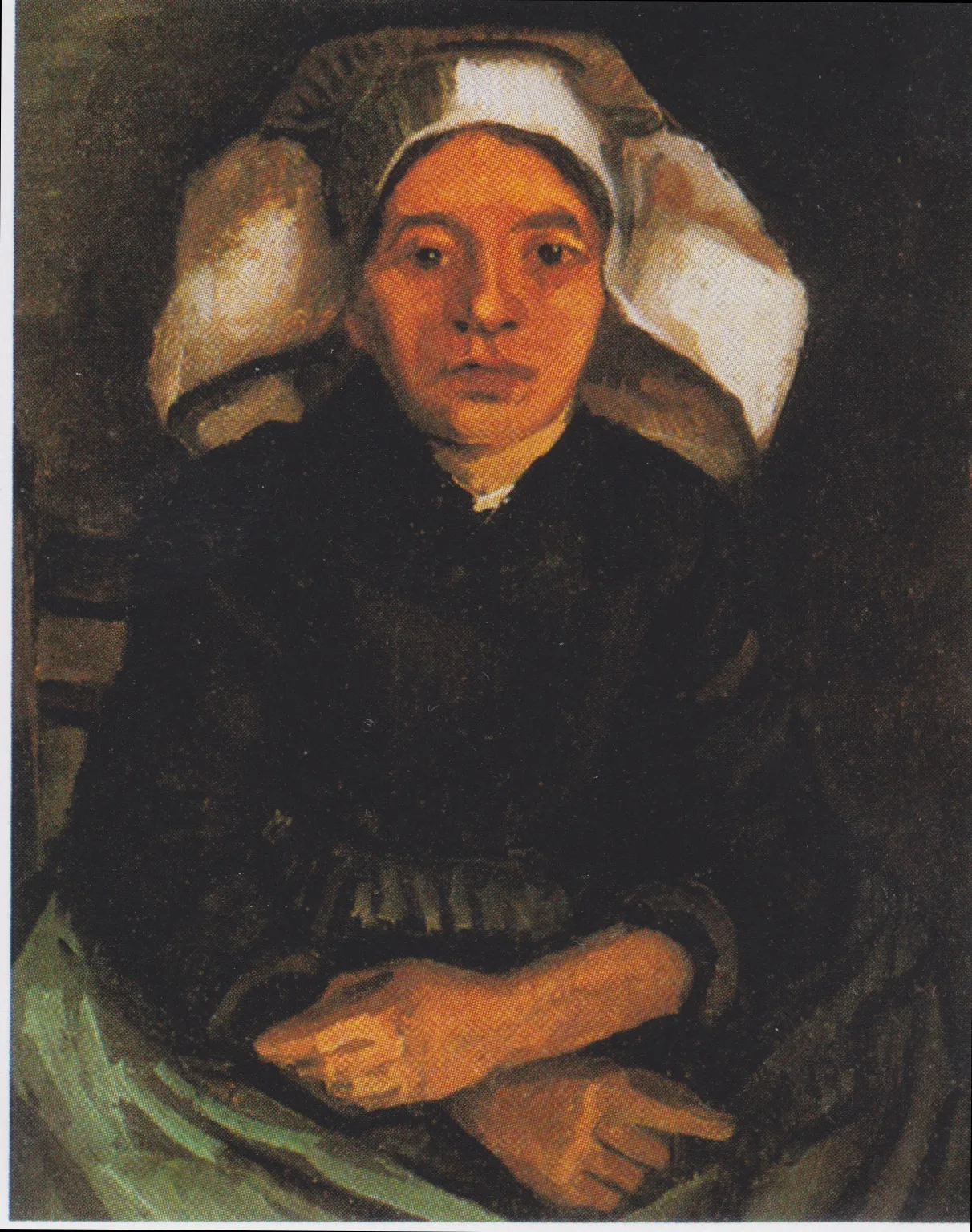 Peasant woman seated with arms crossed