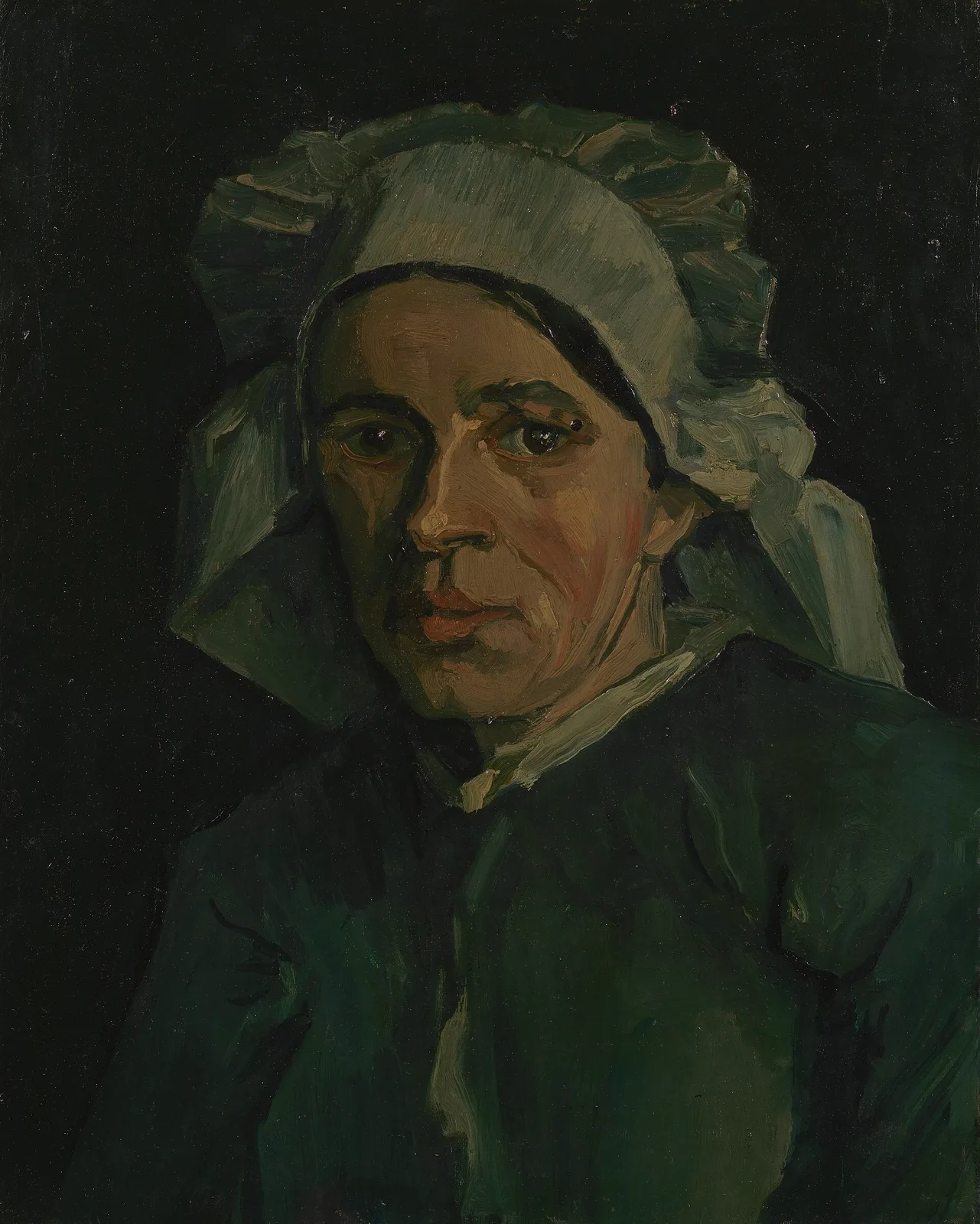 Peasant woman in a white cap: bust, three quarters to the left