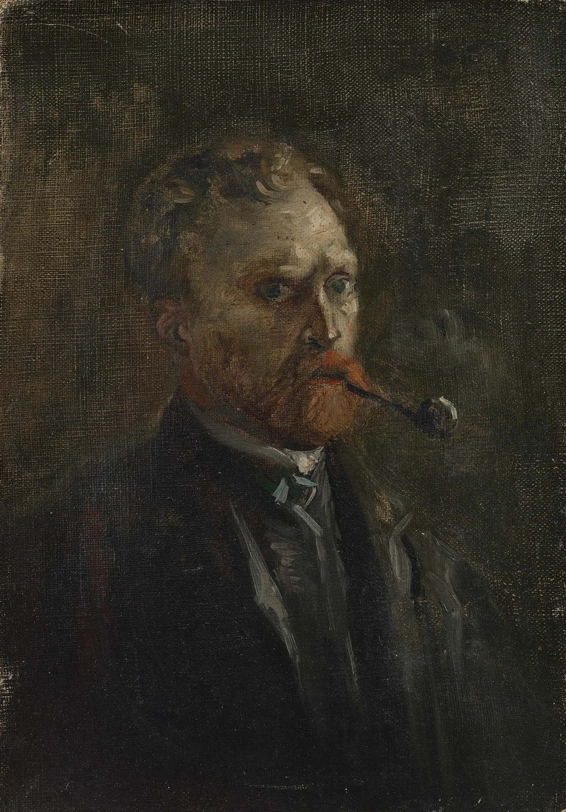 Self portrait with pipe: three quarters to the right