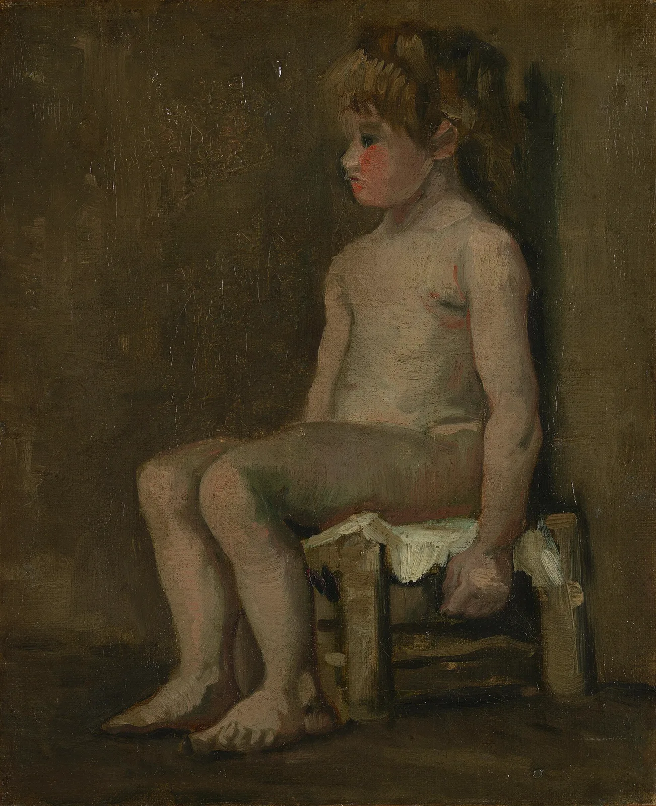 Nude study: little girl seated