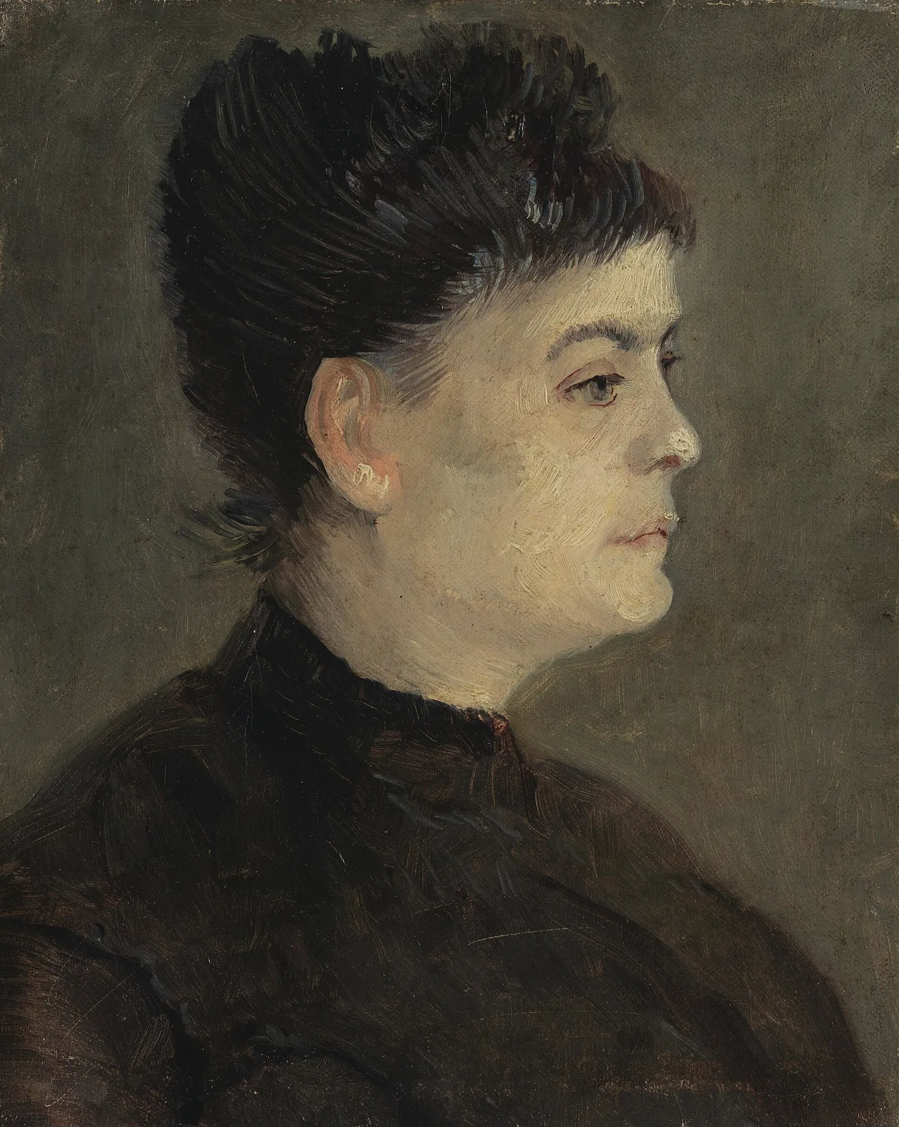 Portrait of a woman: facing right