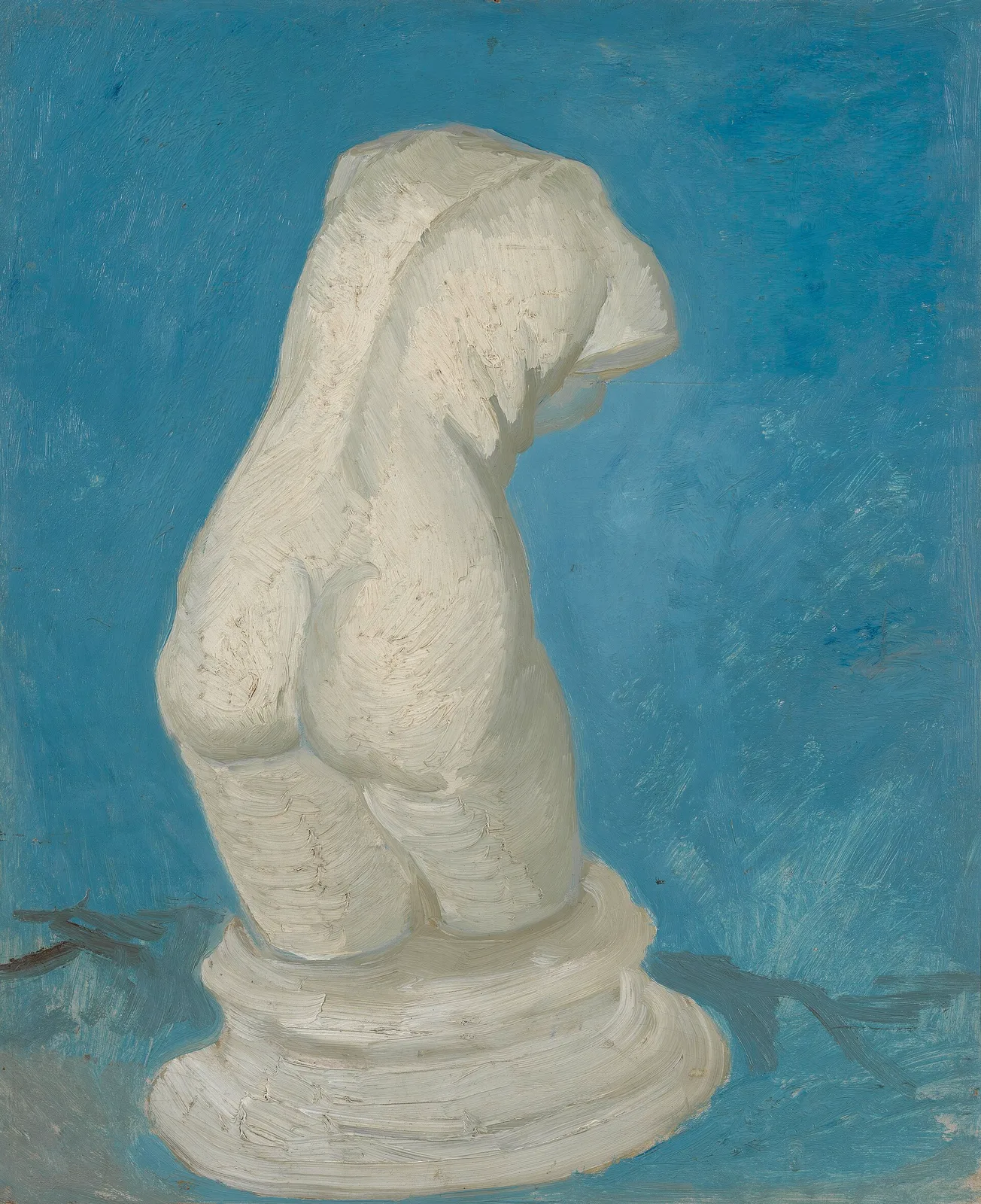 Plaster statuette: female torso, seen from the back