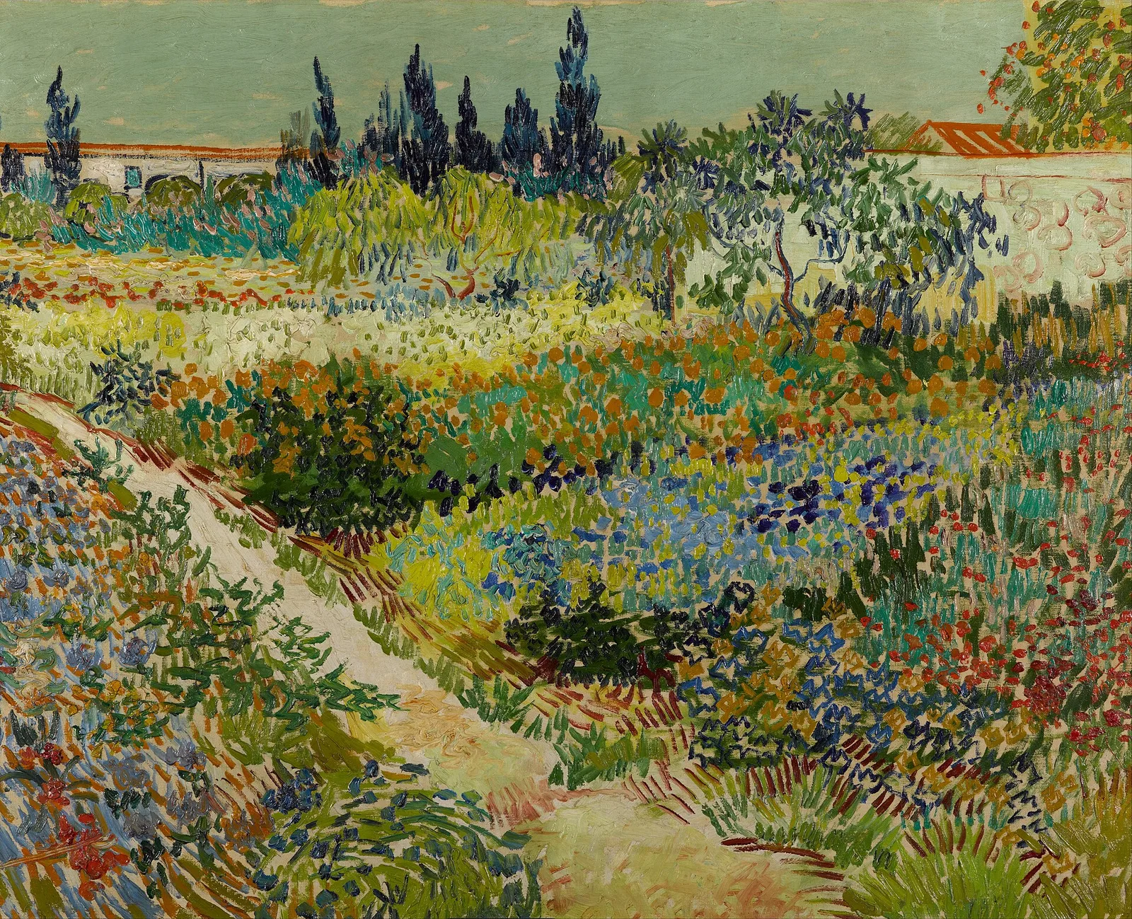 Flowering garden with path