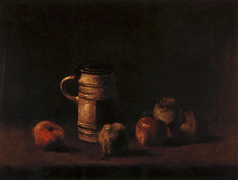 Still life with beer mug and fruit