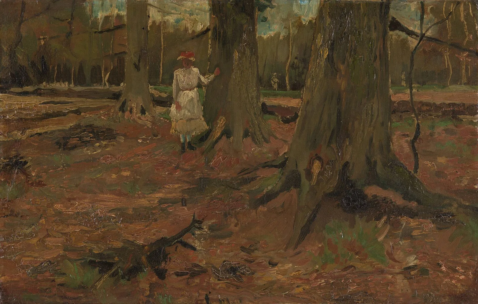 Girl in white in the woods
